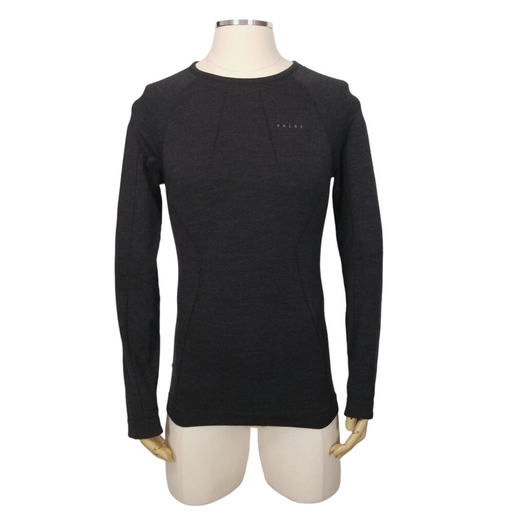 Falke Long Sleeve Wool-Tech Baselayer Top Dark Gray Sz Large